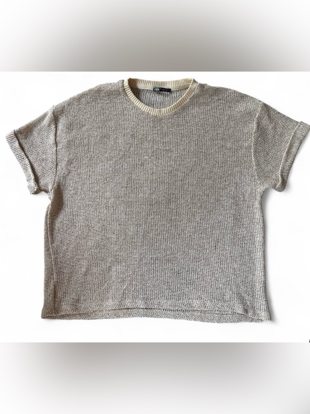 ZARA Cream Open-Knit Unisex Sweater